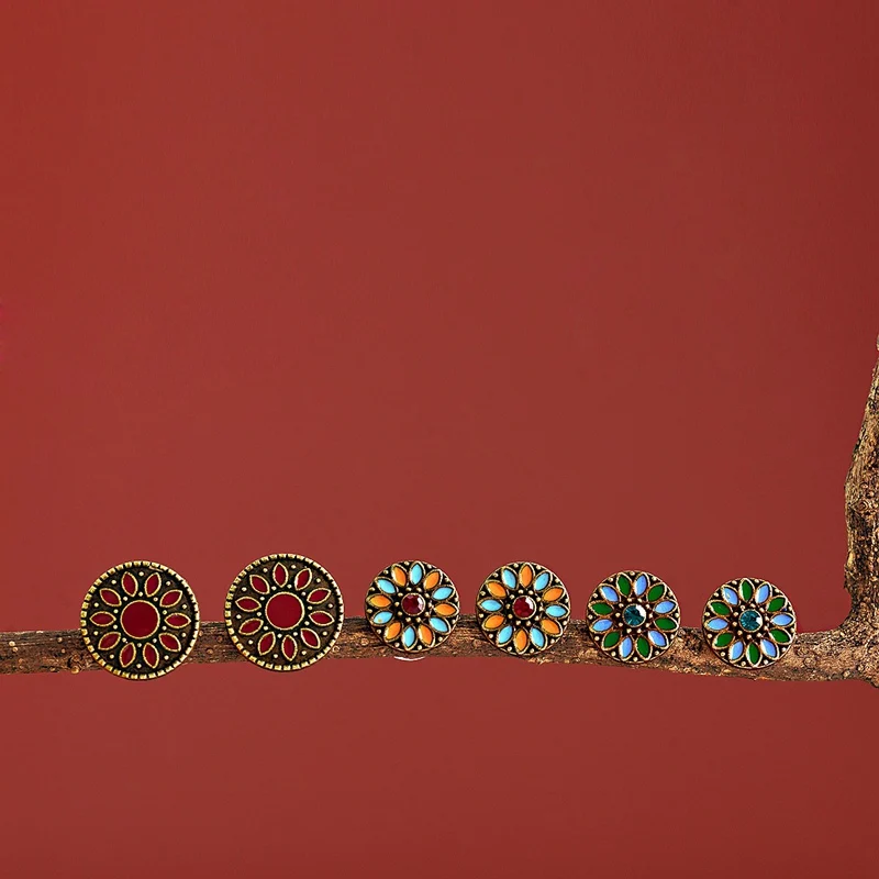 Женские серьги гвоздики с цветком этнические в стиле бохо украшения для лета