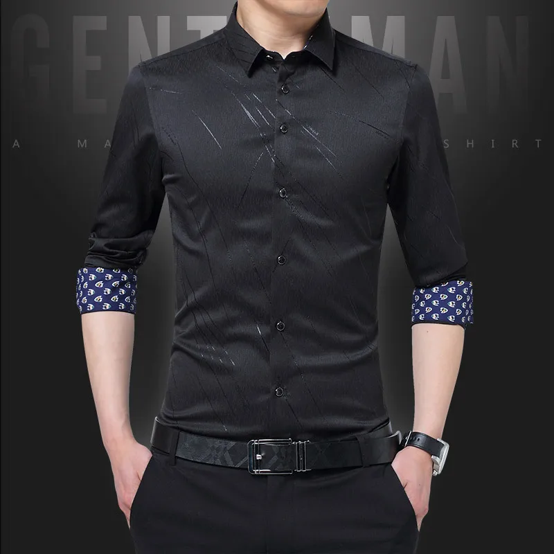 

Four seasons long sleeved men's shirts, Korean version of self-cultivation, business casual fashion