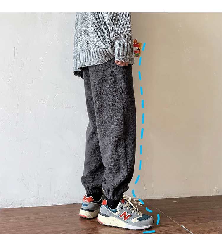 Winter Plus Velvet Padded Pants Men's Warm Fashion Casual Lamb Hair Pants Men Streetwear Wild Loose Joggers Sweatpants Mens