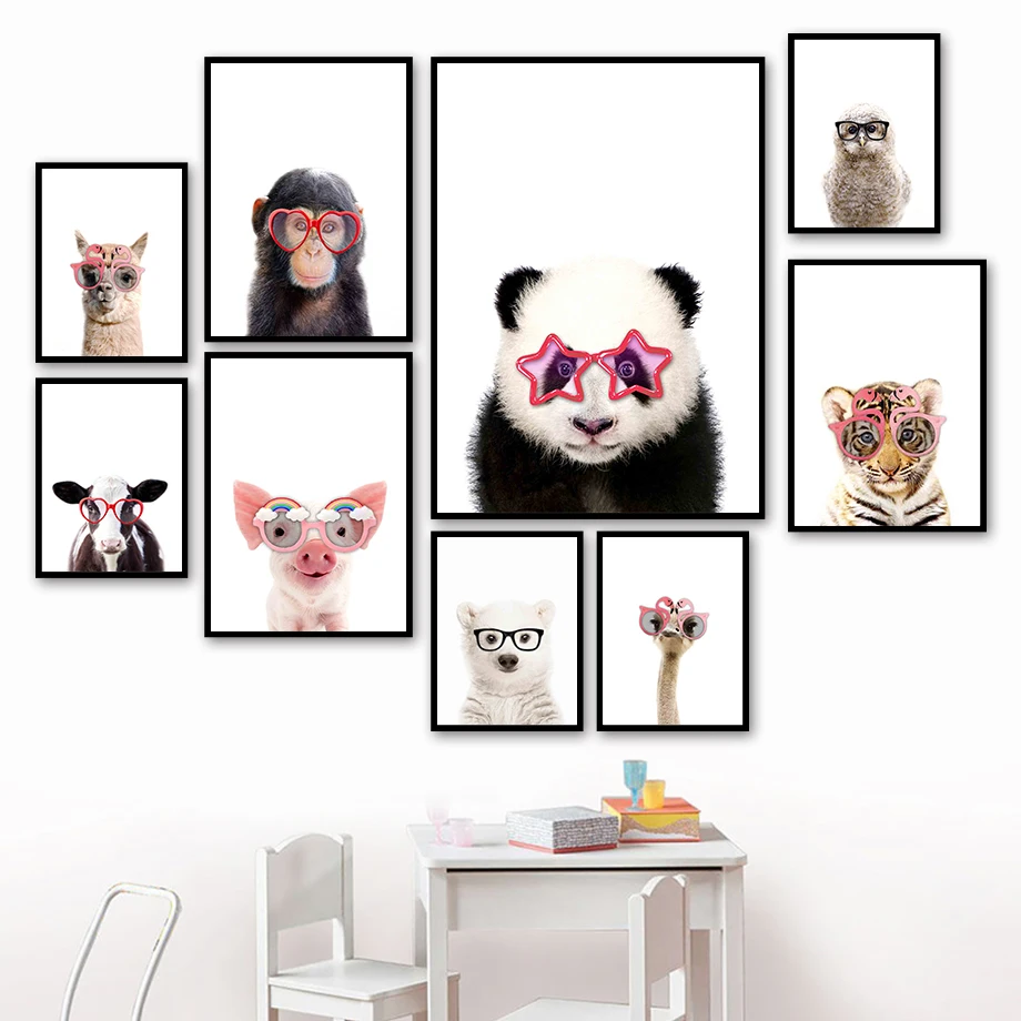 Рисунок на холсте Корова свинка полярный медведь Страус тигр сова | Дом и сад