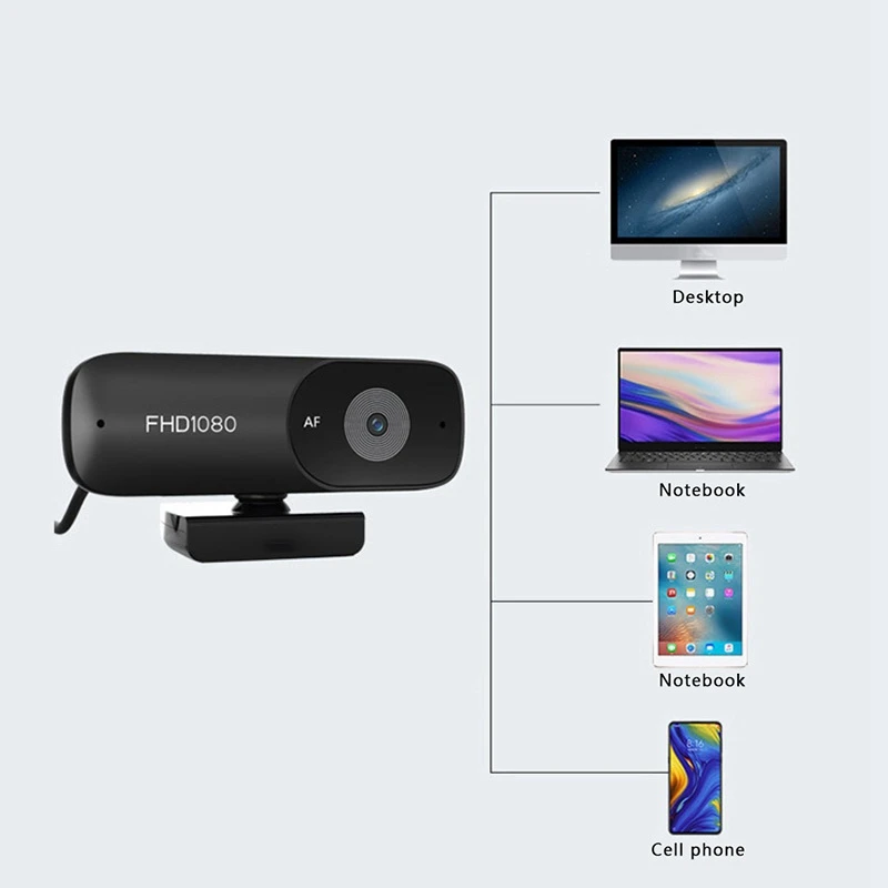 

5 Million AF Auto Focus Webcam1080P Network HD Live Broadcast USB Computer Camera with Microphone