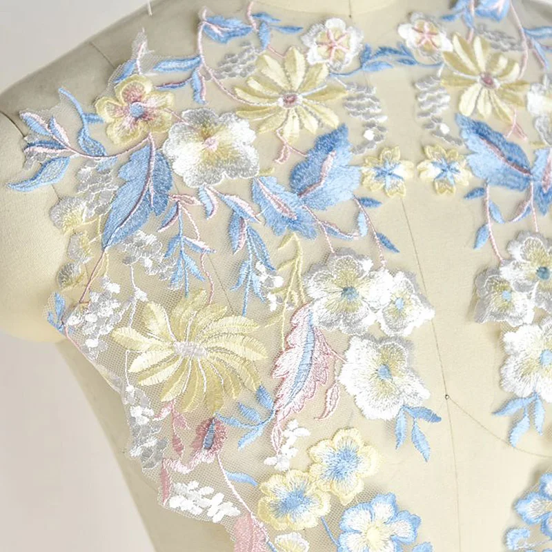 Цветочная кружевная Тюлевая аппликация для невесты 49*23 см | Дом и сад