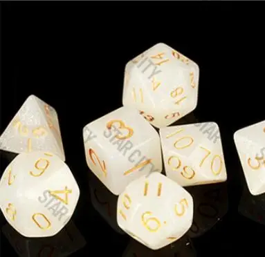 IVORY 7 шт./пакет многогранные кости набор D4, D6, D8, D10, D10%, D12, D20 красочные аксессуары для Настольная игра RPG Подземелья и Драконы DnD MTG - Цвет: IVORY