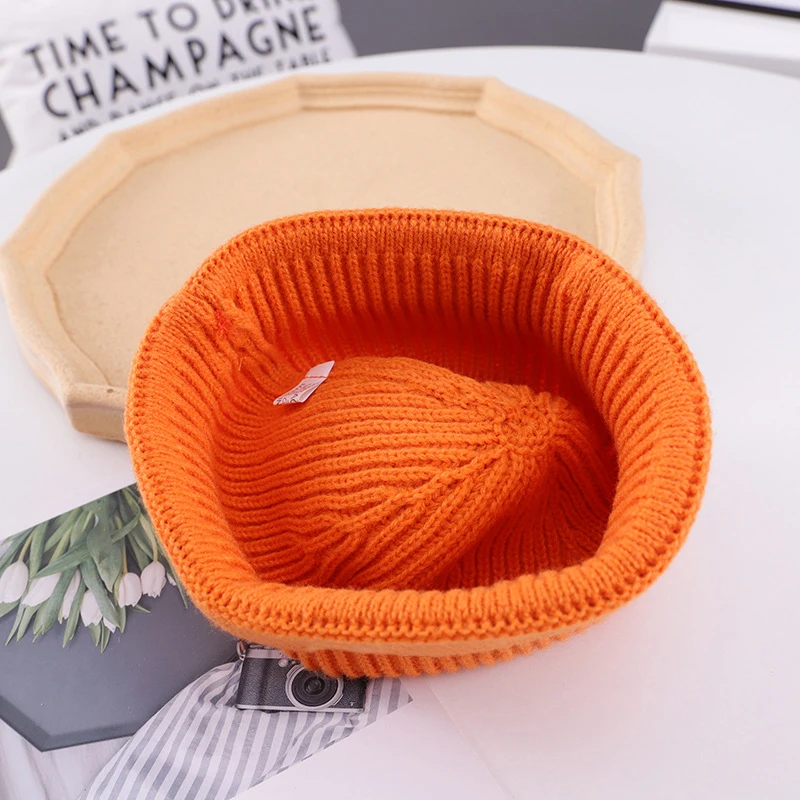 Winter Children Warm Knitted Korean Beanie Cap New Candy Color Casual Hip Hop Hat Elastic Knitting Hats | Аксессуары для одежды