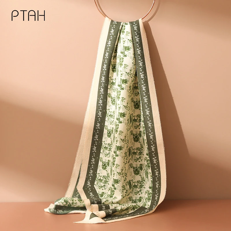 

Женская Мягкая кашемировая шаль [PTAH], теплая Комфортная Зимняя Элегантная вышивка, большие шарфы 130*33 см