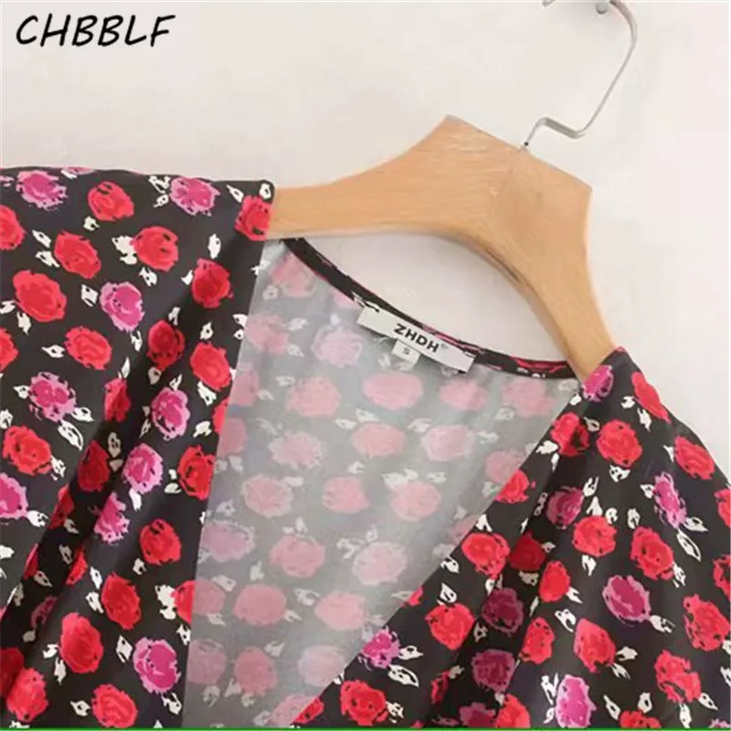 Платье CHBBLF женское средней длины с цветочным принтом Элегантное повседневное