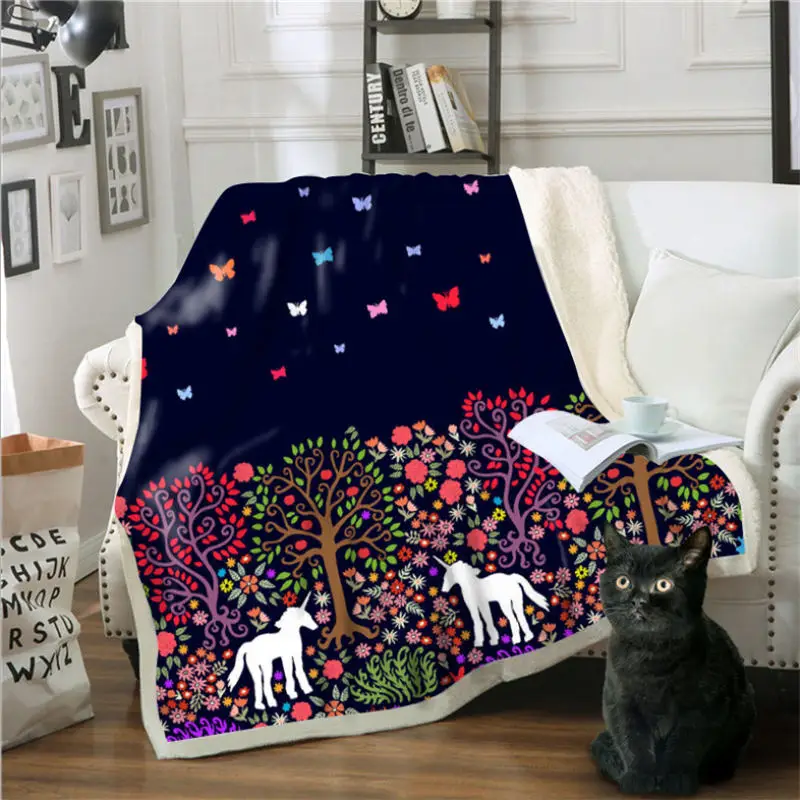 Вязаное одеяло с рисунком единорога для дивана 150 см X 200 капюшоном одеяла ручная