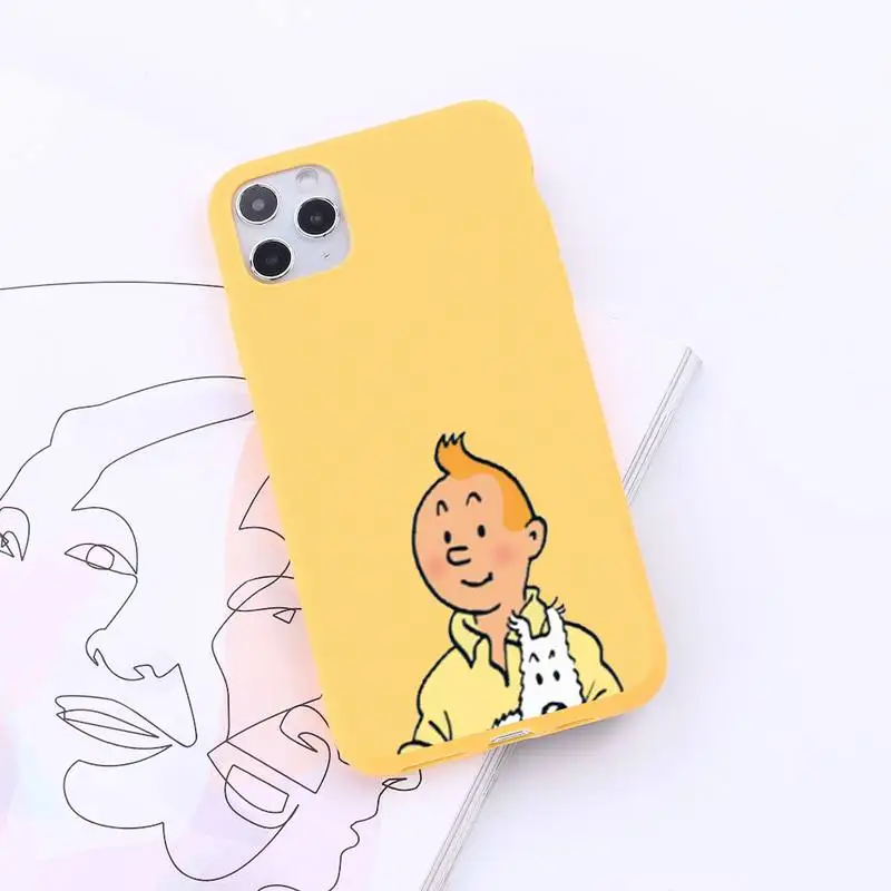 

The Adventures of Tintin cartoon Phone Case Candy Color for iPhone 6 7 8 11 12 s mini pro X XS XR MAX Plus