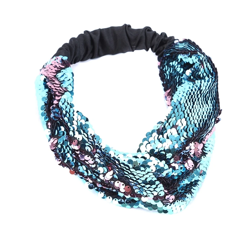 

Sequin Headbands Mermaid Reversible Sequins Headband Elastic Stretch Sparkly Glitter Fashion Headbands Non Slip Velvet Lined