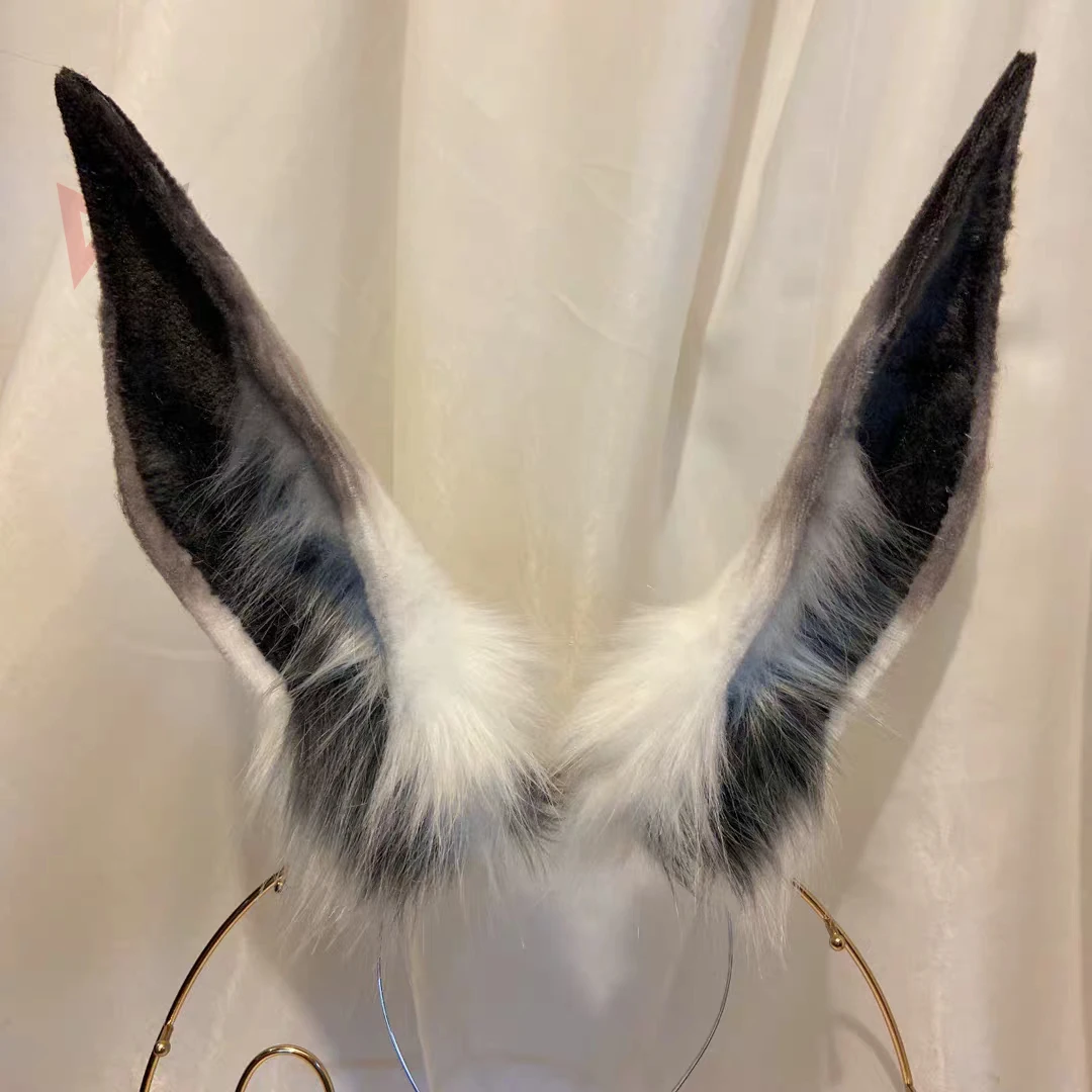 Женский обруч для волос MMGG черный/серый с заячьими ушками аксессуар косплея