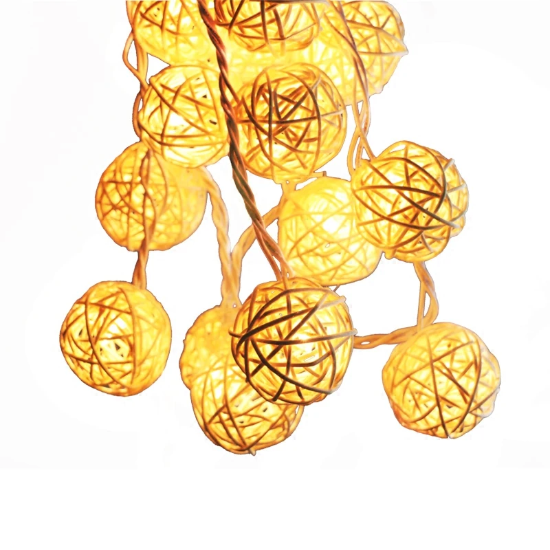 

3M Christmas Led Rattan Balls Fairy String Decorative Lights USB / AA Battery FOR Outdoor Holiday Patio Garland Party Wedding