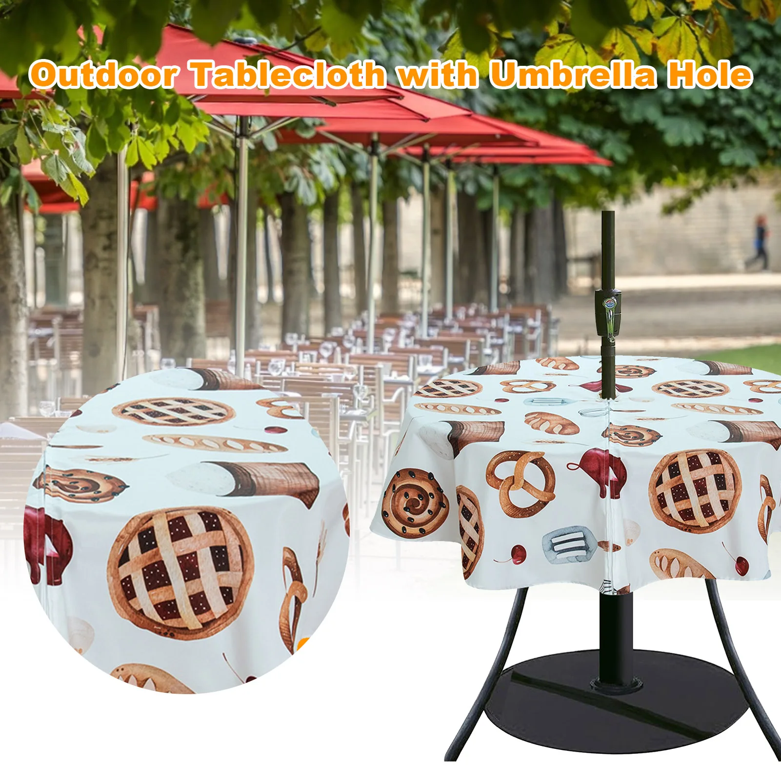 Outdoor Tablecloth With Umbrella Hole Round Waterproof TableCover Overlays Wedding Decoration Banquet Dining Table Cover Cloth | Дом и сад