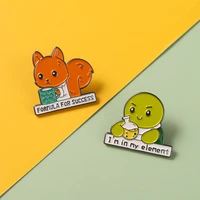 cartoon cute animal enamel pins tortoise fox brooches for women backpacks clothes metal badge lapel pin jewelry gift wholesale