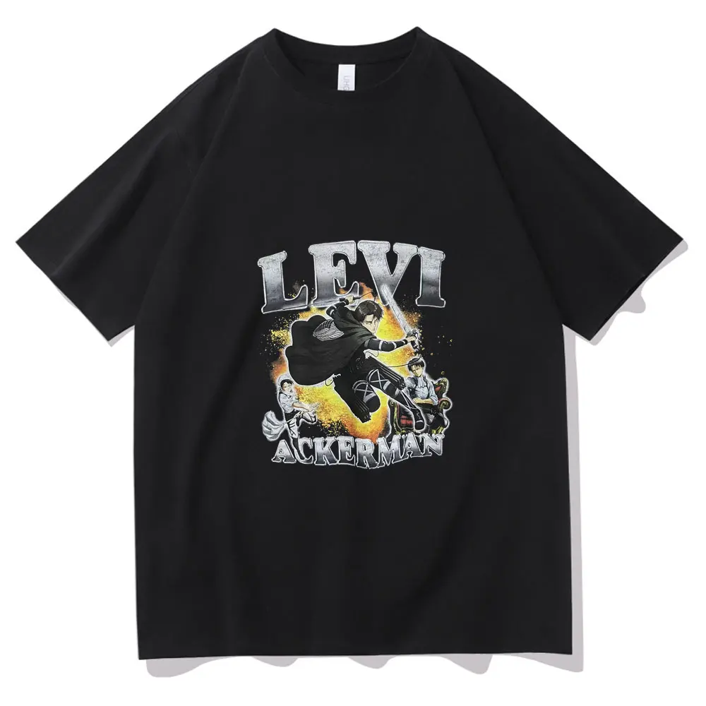

Japanese Anime Attack on Titan T-shirt Rivaille Ackerman Graphics Print Tshirt Short Sleeve Men Women Shrink-proof Cotton Tee