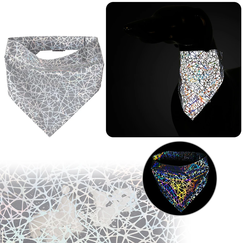 

Colorful Fashion Pet Cats Dogs Reflective Bandana Bibs Scarf Collar Night Safety Dogs Scarf Neckerchief Saliva Towel For Dogs