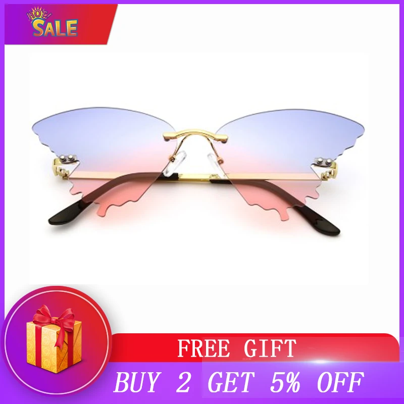 Женские солнцезащитные очки без оправы винтажные зеркальные кошачий глаз UV400 2020 |