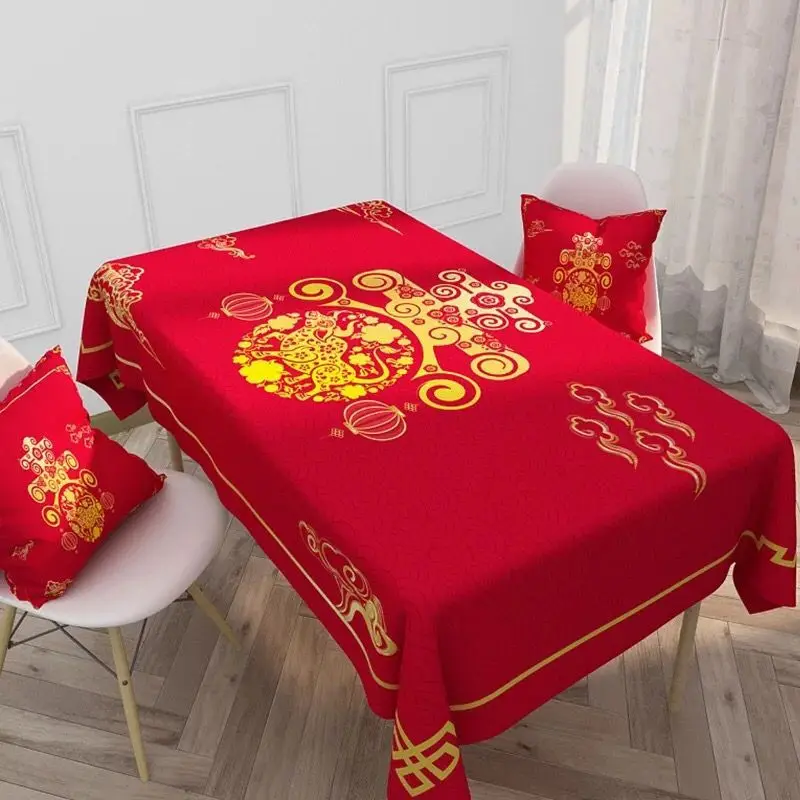 Новогодняя красная скатерть Водонепроницаемая маслостойкая Скатерть украшение