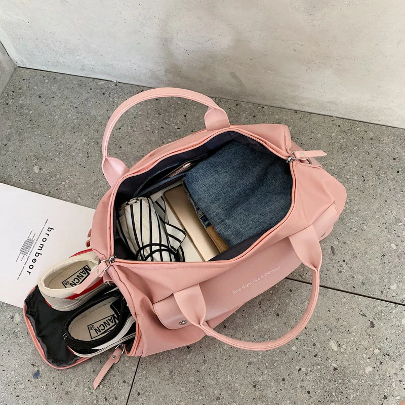 SNUGUG Outdoor Fitness Bag Waterproof Women Male Sports Bags For Shoes New Women Travel Handbag Tote Bag Nylon Pink Gym Bag Men