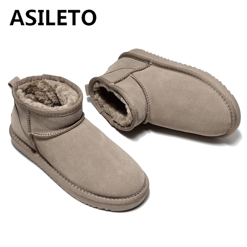

ASILETO размер 35-40 женские короткие зимние сапоги плюшевые теплые туфли плоские каблуки мех хлопок плюс толстая платформа F1423