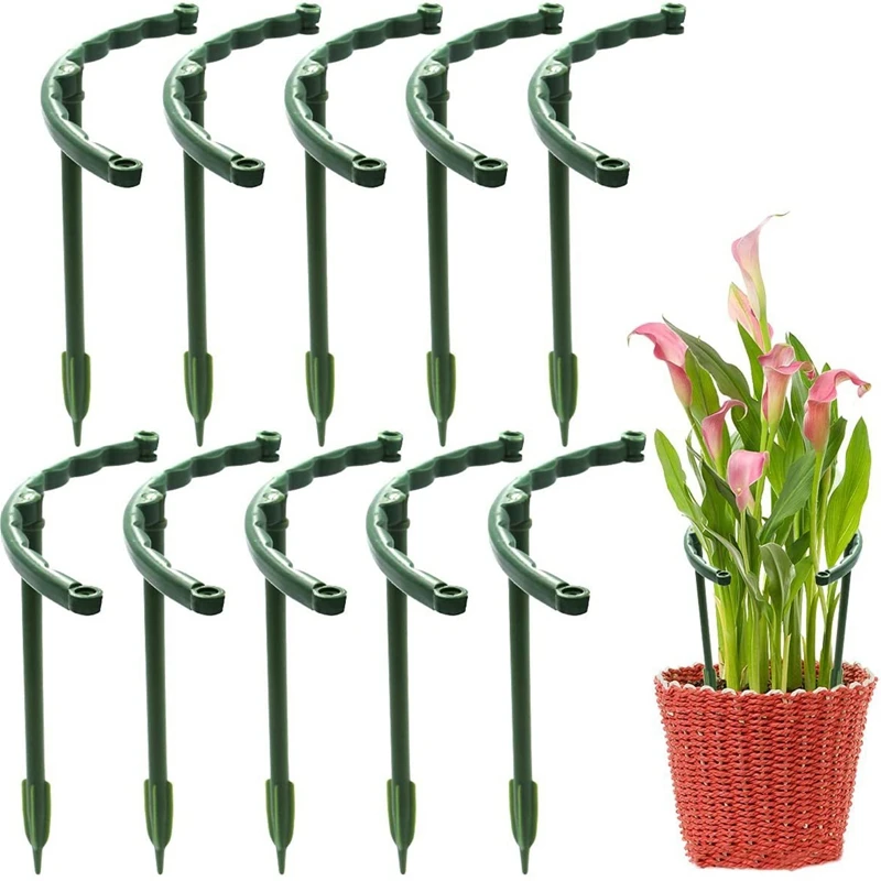 

10PCS Garden Plant Support Cages Half Round Flower Holder Greenhouses Arrangement Fixing Rod Holder Bonsai Tool Gardening Stand