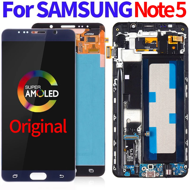 

Original Super AMOLED For SAMSUNG GALAXY Note 5 LCD Display N9200 N920F N920T N920A N920V LCD Touch Screen Digitizer Assembly