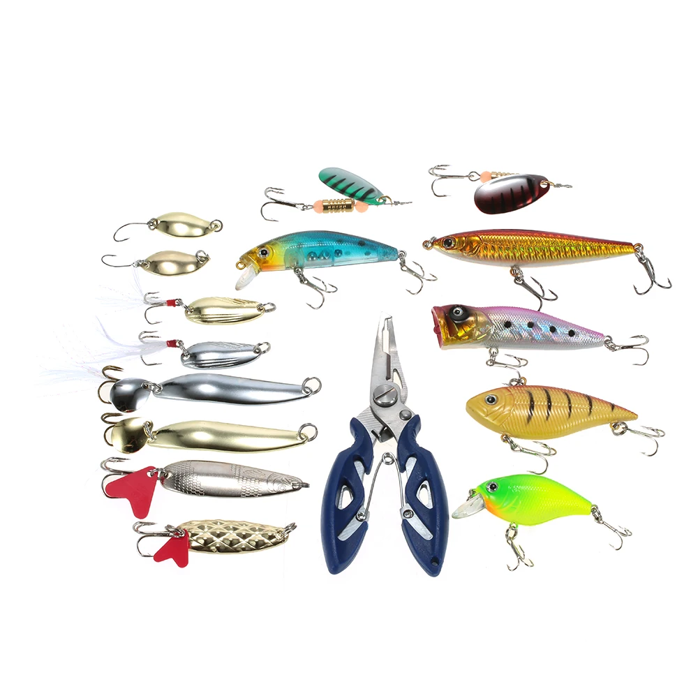 

101Pcs/Lot Full Lure Kit Set Complete Spinner Minnow Popper VIB Soft Hard Spoon Crank Baits Fishing Hooks Fishing Tackle Box