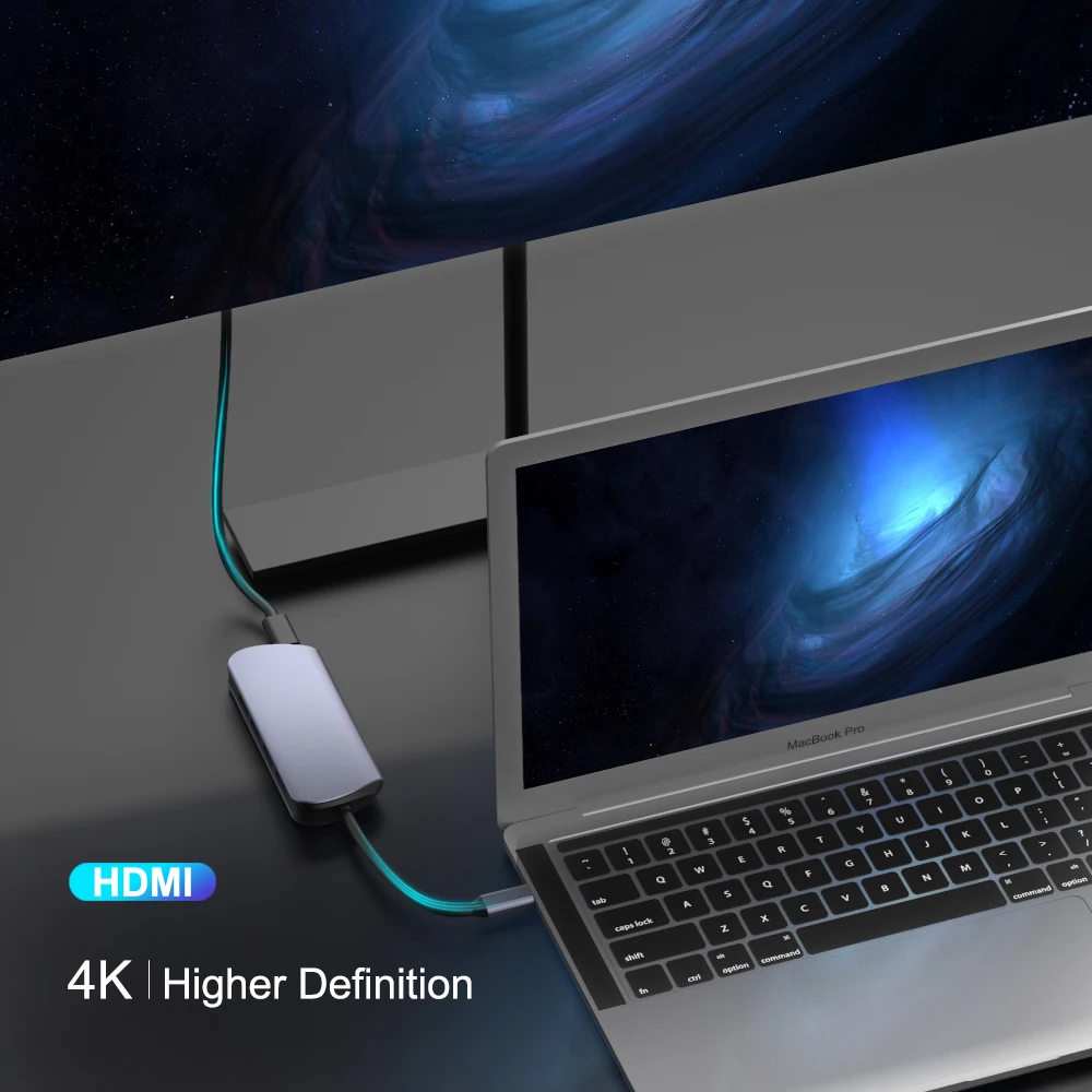 USB C концентратор FSU к HDMI RJ45 PD VGA Кардридер Все в одном 3 0 адаптер usb-хаб для Macbook Pro