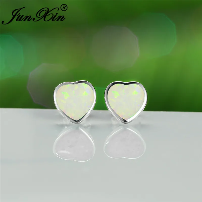 Кольцо из белого золота с милым сердечком серьги-гвоздики для женщин Свадебные