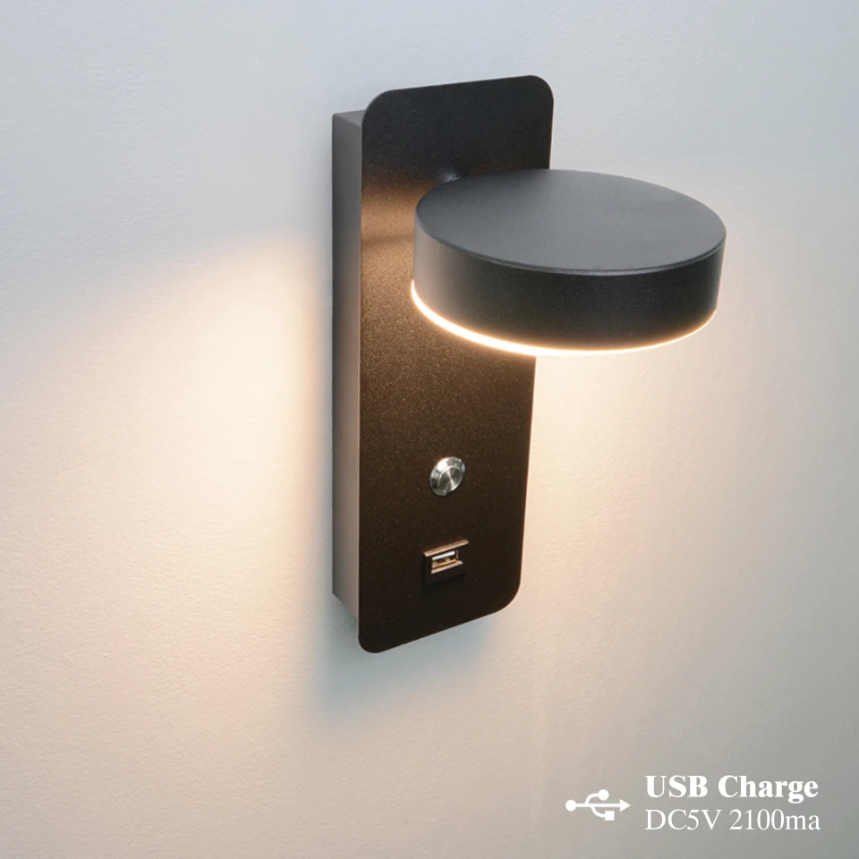 

Indoor wall lamps DC5V USB charge 9W with switch led wall light modern wall lamp stair study livingroom sconce