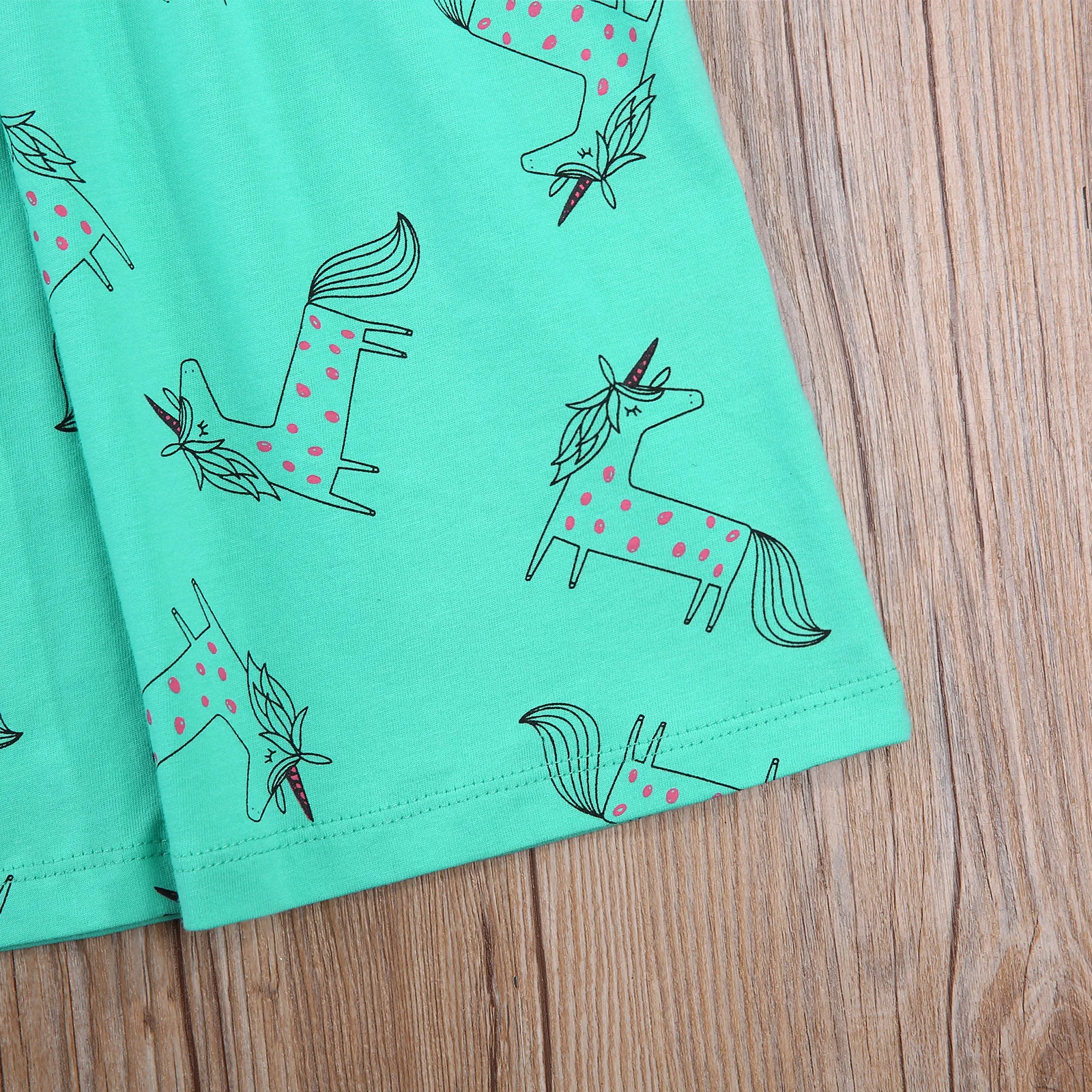 

Summer Breathable Little Girls Dress, Creative Cartoon Animal Printing Round Collar Short Sleeve Princess Skirt