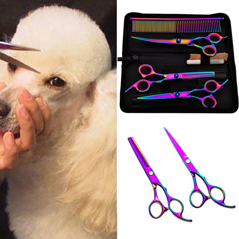 

7 inch Cutting Thinning Styling Tool Set Hair Scissors Stainless Steel Salon Hairdressing Shears Flat Teeth Pet Hair Cutting