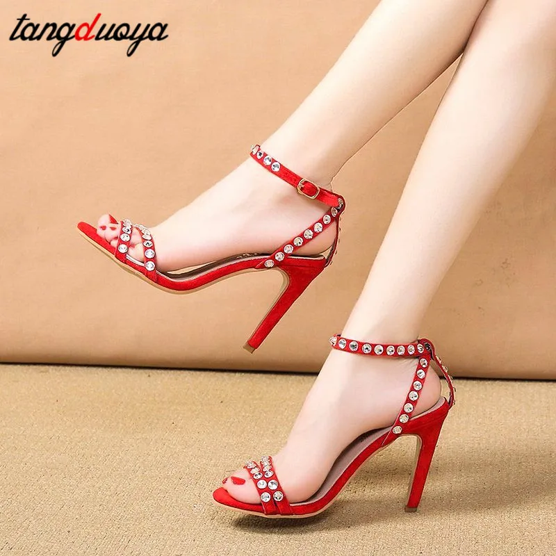 Свадебные туфли на высоком каблуке стразы сексуальные туфли-лодочки с ремешком