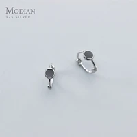 modian trendy geometric hoop earring for women genuine 925 sterling silver black round circle earring finejewelry party gift