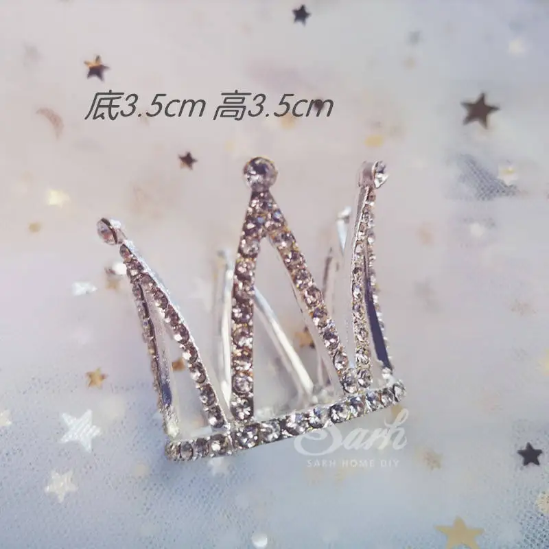 Silver mini crown Золотой Ловец снов бабочка пряжа торт Топпер Серебряная Корона невесты выпечки сладкий подарок с днем рождения Свадебная вечеринка украшения - Цвет: Silver mini crown