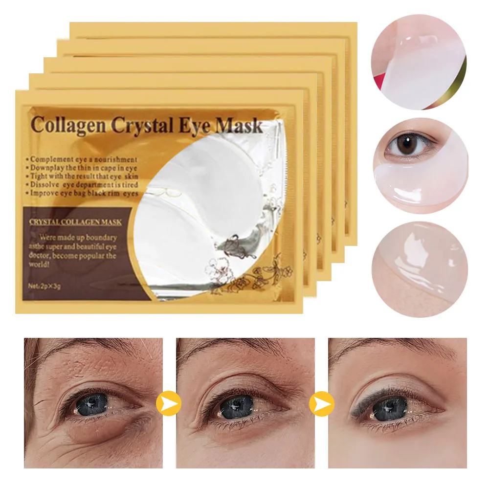 10 шт. = 5 упаковок маска для век с белыми кристаллами коллагена 24 К Антивозрастная