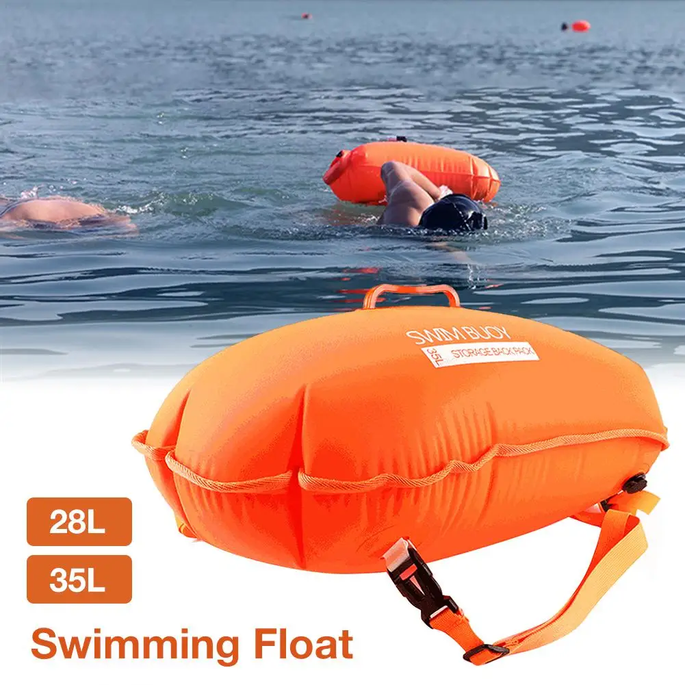 

28/35L Swimming Bag Iatable Swimming Buoy Life Bag Tow Floating Dry Bag Swimming Diving Safety Signal Air Bag Iate Ring