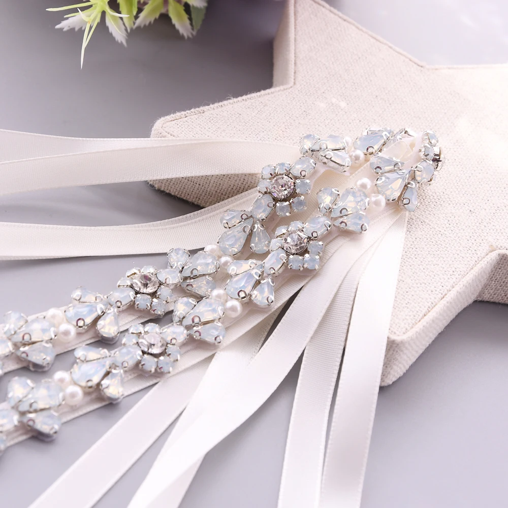 

AMORARSI S455 Milk Rhinestones Pearl Belts Wedding Accessories Dress Bride Luxury Belt Women's Jewel Sash Evening Party Dresses
