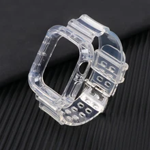 Case+Strap for Apple Watch Band 42mm 38mm Accessories Soft Silicone Transparent Bracelet band iWatch series 5 4 3 6 se 44mm 40mm