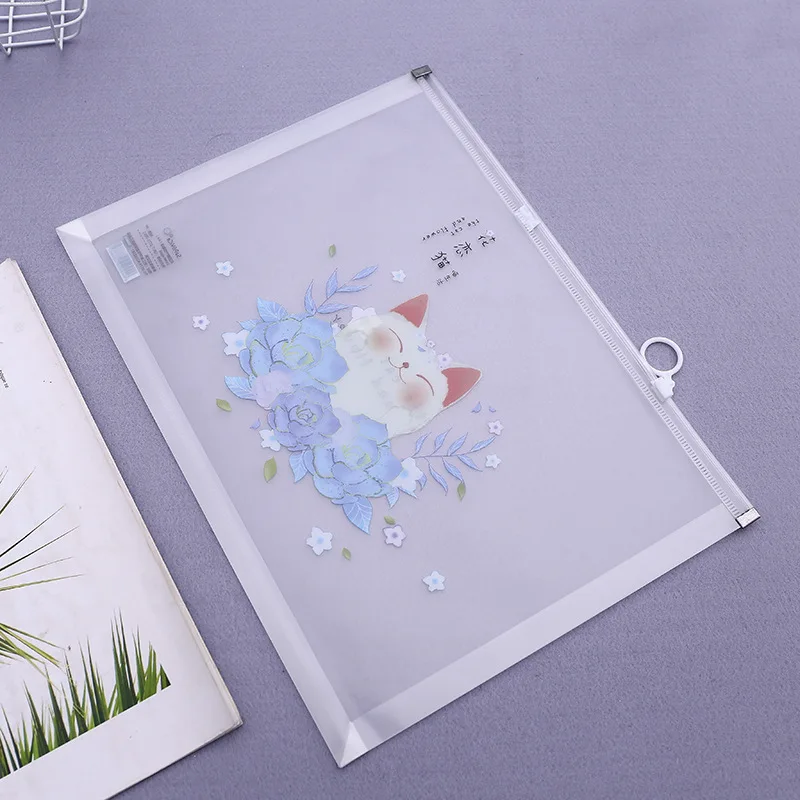 A4 папка для файлов на молнии пластиковая прозрачная сумка документов Кошки