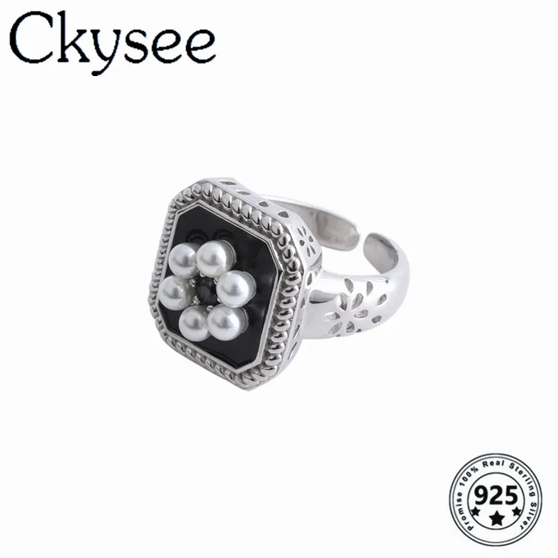 

Ckysee Retro 925 Sterling Silver Rings High Quality Drip Glaze Flower Design Rings For Women Original Fine Jewelry Charms