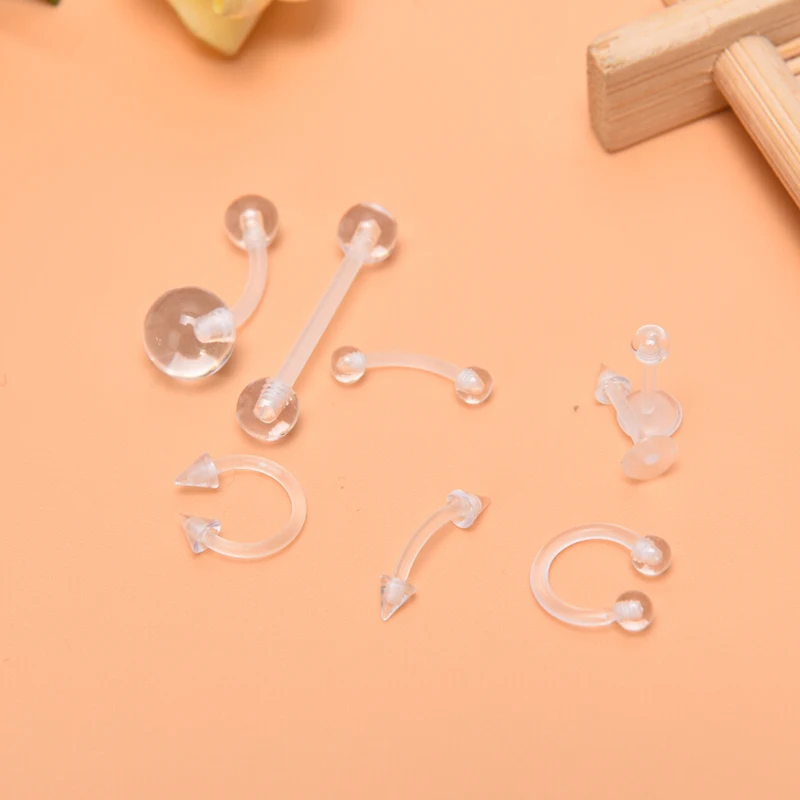 8 шт./лот прозрачные мягкие кольца для пирсинга живота серьги носа губ невидимые