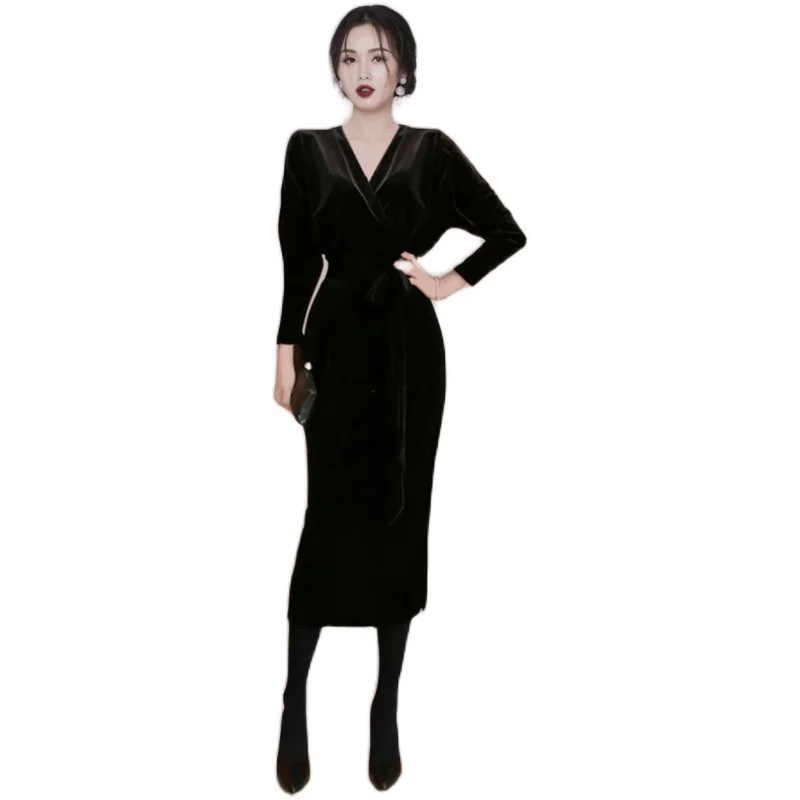 

COIGARSAM Women Long dress Dresses Black 3238
