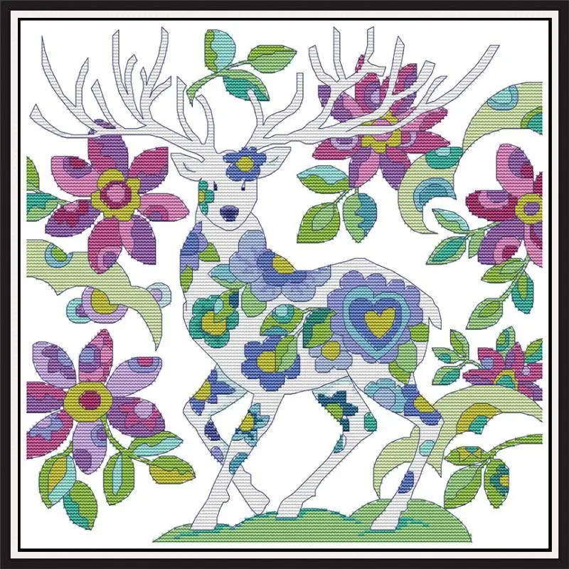 

Needlework DIY Cross Stitch Sets 11CT Embroidery Kits Christmas Precise Printed Elk DMC Canvas Patterns Counted Home Decoration