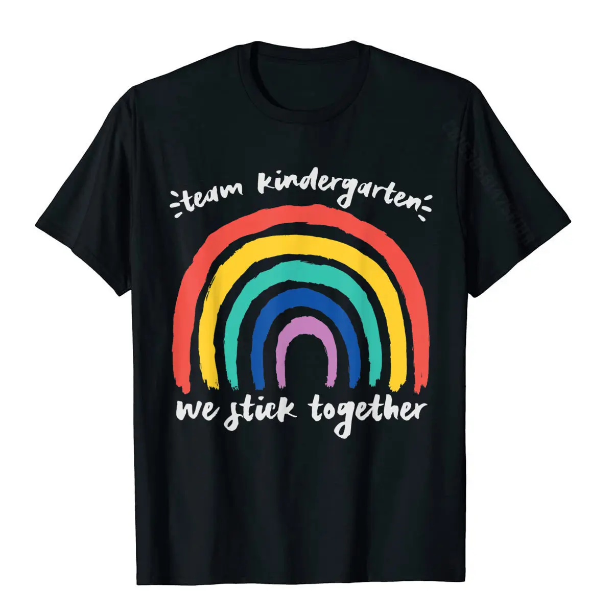 

TEAM KINDERGARTEN We Stick Together Rainbow Teacher Student T-Shirt Tops Shirt Cute 3D Printed Cotton Men's T Shirt 3D Printed