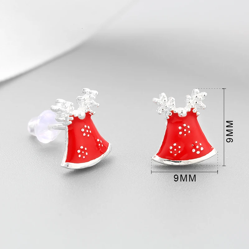 Высокое качество серебро 925 пробы рождественское платье серьги Красная эмаль