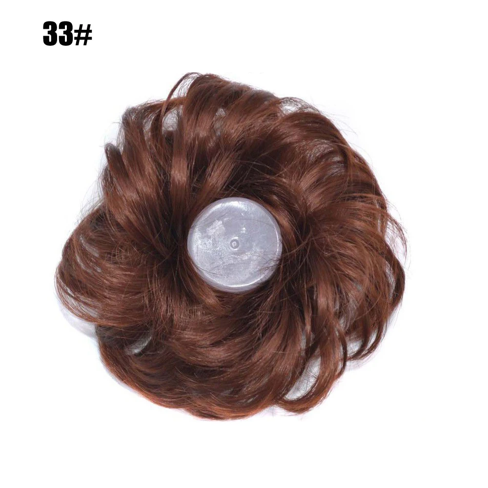 

Synthetic Hair Ring Wrap On Messy Bun Ponytails Curly Scrunchie Chignon With Rubber Band Hair Extensions 16 Colors 1Pcs/Lot