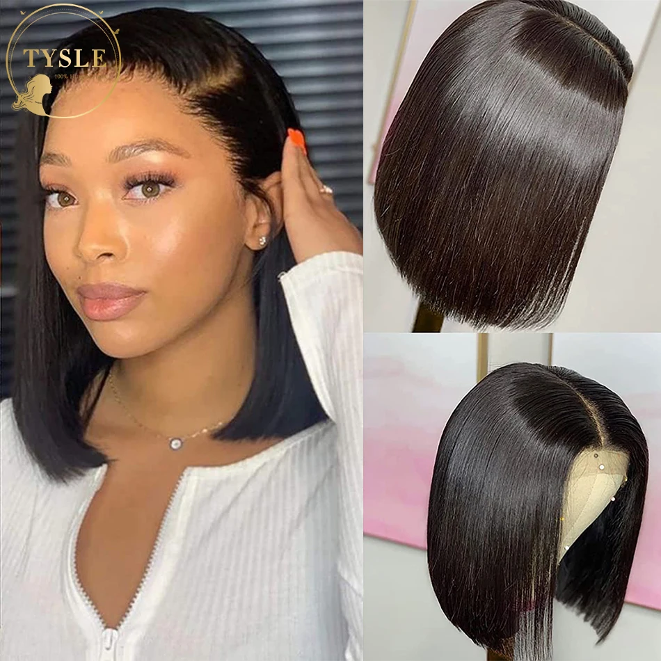 

Bob Short Human Hair Wigs Bone Straight Lace Front Wigs For Black Women 13x4 Frontal Wig Afro Natural Hair Brazilian TYSLE