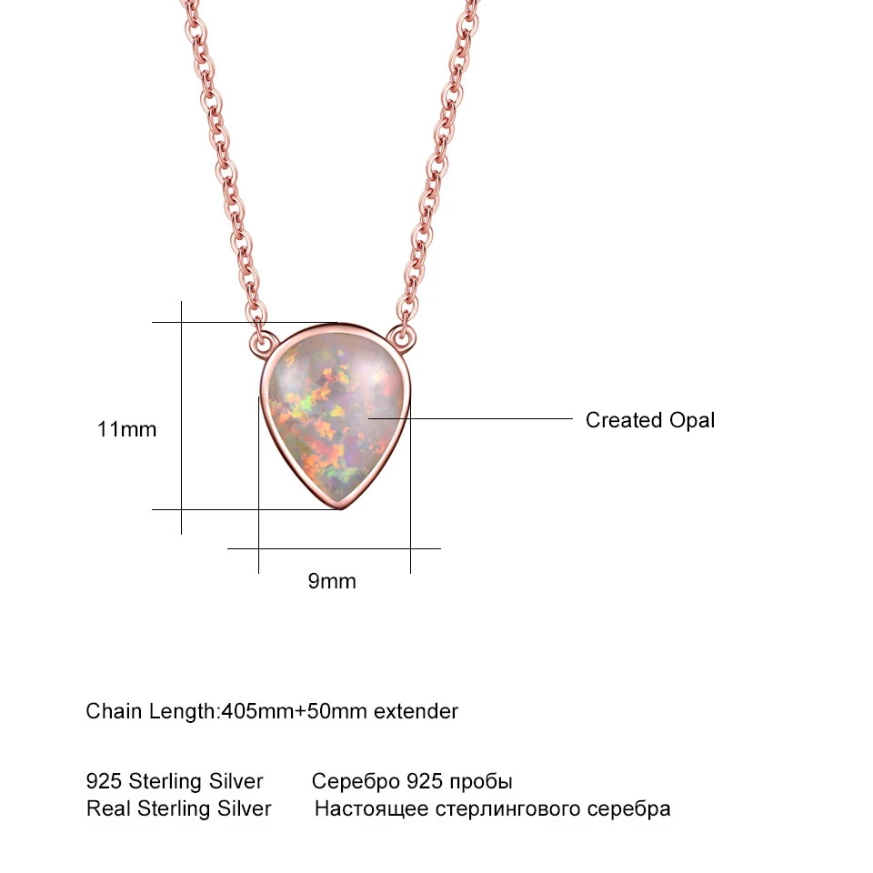 UMCHO 925 пробы серебряная капля опал цепочка ожерелье для женщин классическое с