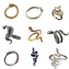 Винтажное обмоточное кольцо в форме змеи, эстетическое металлическое кольцо в форме змеи на палец, унисекс, крутой стиль