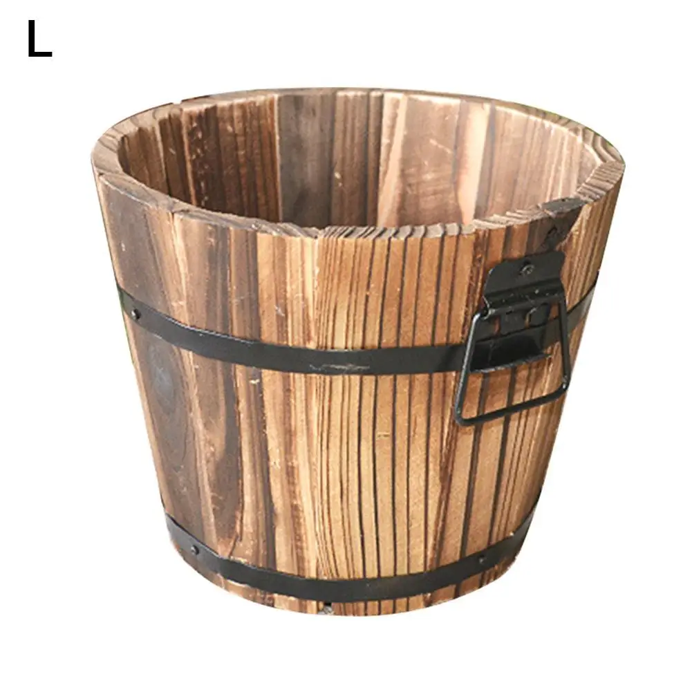 

Rustic Succulent Planter Wooden Barrel Empty Flower Pot Container Garden Decor